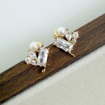 H1383-1pair/10pairs, Real Gold Plated 9.5*12mm Cubic&pearl Ear Post, Bridal Earrings, Silver Post, Wholesale Earrings - Etsy