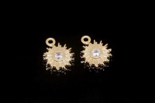 H1277-2ea/20ea-gold Plated-9mm Cubic Sun Charm, Tiny Round Cubic Pendant, Jewelry Making, Wholesale Jewelry Finding, Wholesale... 