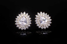 H816-1pair/10pairs, Gold Plated 15*13mm Cubic Drop Earrings, Bridal Earrings, Silver Post, Wholesale Jewelry Finding, Wholesale... 