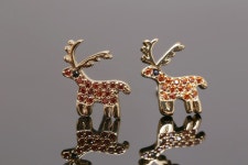 H1325-1pair/10pairs-gold Plated-10*11.5mm Cubic Rudolph Reindeer Christmas Earrings, Tiny Reindeer Ear Post, Christmas Earrings... 