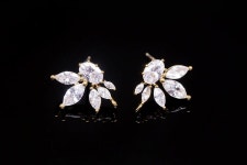 H1387-1pair/10pairs, Gold Plated 15*13.5mm Cubic Ear Post, Bridal Earrings, Silver Post, Wholesale Jewelry Finding, Wholesale... 