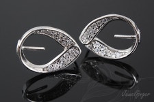 H1088-1pair/10pairs-ternary Alloy Plated-11*14.5mm Cubic Drop Stud Earrings, for Half Drilled Beads Ear Post, Silver Post... 