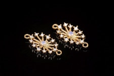 H1357-2ea/20ea-gold Plated-8*15.5mm Cubic Ellipse Connector-white Opal-jewelry Making, Wholesale Jewelry Finding, Jewelry... 