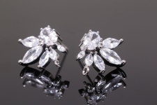 H1388-1pair/10pairs, Rhodium Plated 15*13.5mm Cubic Ear Post, Bridal Earrings, Silver Post, Wholesale Jewelry Finding, Wholesale... 