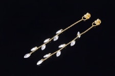 H1291-1pair/10pairs, Gold Plated 70mm Cubic Ear Back Stoppers, Earring Nuts With Long Chain, Earring Component, Wholesale... 