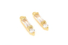H2373-2ea/20ea Gold Plated,14*3mm CZ Bar Charms,tiny Cubic Pendant - Etsy