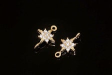 H1311-2PCS/20PCS, Real Gold Plated 7mm CZ North Star Charm-tiny North Star Connector, Jewelry Making, Wholesale Jewelry Finding... 