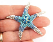 ON VACATION Gold Starfish Brooch Large Blue Sea Star Vintage | Etsy