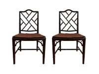 Faux Bamboo Chinese Chippendale Chairs Pair - Etsy