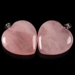 G1411 Two 25mm Rose Quartz Heart Pendant Focal Bead - Etsy