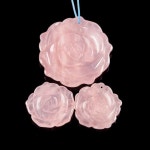 G0869 Carved Rose Quartz Flower Pendant Earrings Beads Set - Etsy