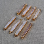 Gold Plated Skinny Rectangle Natural Agate Druzy Geode Connector links Natural Color Druzy Bar Charm Gemstone Geode Jewelry G0119