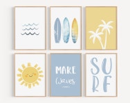Wall Art, Surf Nursery, Surf Nursery Decor, Ocean Theme Nursery, Sun and Sea Print, Surfboard Print, Gift for Boys, H3046 - Etsy