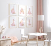 Decor - Pink Princess Art Prints - Princess Wall Decor - Princess Wall Art - Watercolor Princess - Girls Room Decor - H2874 - Etsy