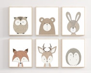 Gender Neutral Nursery Decor Woodland Animals Prints Woodland Baby Nursery Neutral Nursery Prints Nursery Art Woodland H2438 - Etsy