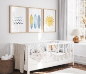 Art, Surf Nursery, Surf Nursery Decor, Ocean Theme Nursery, Sun and Sea Print, Surfboard Print, Toddler Boy Nursery, H3047 - Etsy