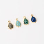2PCS Teardrop Gemstone Pendant, Mini Drop Dangle Pendant, Oval Stone Charm, Dainty Pendants, Real 14K Gold Plated G0420-PG - Etsy