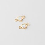 1PC Heart Opal Connector, White Opal Heart Charm for Bracelet Making, Dainty Pendants, Opal Charm, Real 14K Gold Plated G0346 02... 