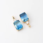 1PC Blue Color Glass Dangle Charm, Rectangle Shape Pendant, Minimalist Jewelry Supplies, Real 14K Gold Plated G0417-PG - Etsy