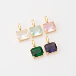 Glass With Bail Charm, 10 X 12mm Aqua Pink Violet Emerald Sapphire Pendant, Necklace Making, Real 14K Gold Plated G0433-PG - Etsy
