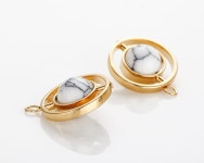 1 PC - Howlite Double Circle Pendant, White Marble Charm, 14K Polished Gold -plated [G0188-PGHW] - Etsy