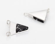 2PCS - Black Marble Gemstone Connector, Inverted Triangular Shaped Pendant, Polished Rhodium-plated [G0171 02-PRBM] - Etsy