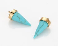2PCS - Turquoise Triangle Cone (long), Turquoise Cone Charm, 14K Polished Gold -plated [G0193-PGTQ] - Etsy