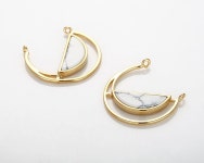 1PC - Unique Half Circle Howlite Pendant, White Marble Charm, 14K Polished Gold -plated [G0195-PGHW] - Etsy