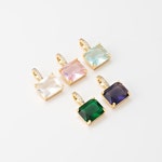 1PC Square Glass Charm, 10 X 12mm Aqua Pink Violet Emerald Sapphire Pendant, Necklace Making, Real 14K Gold Plated G0428-PG - Etsy