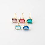 Shape Aqua Pink Violet Emerald Sapphire Glass Hook Earrings, Square Glass Earring Making, Real 14K Gold Plated G0407-PG - Etsy