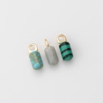 1PC Mini Green Malachite Charm, Tube Cylinder Turquoise Dangle Pendant, Labradorite Gemstone Charm, Real 14K Gold Plated G0411-PG... 