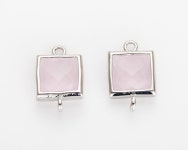 2PCS - Ice Pink Square Stone Pendants Polished Rhodium -plated [G0197-PRIP] - Etsy