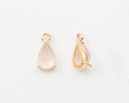 2PCS - Peach Tiny Tear Drop Glass Pendant, Peach Glass Pendant, Drop Glass Charms, 14K Gold Plated [G0329-PGPC] - Etsy