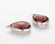 2PCS - Red Bean Teardrop Stone Pendants Polished Rhodium -plated [G0016-PRRDB] - Etsy