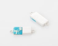 2 PCS Sky Blue Marble Gemstone Connector, Rectangular Shaped Pendant Polished Rhodium Plated G0172 02-PRSB - Etsy
