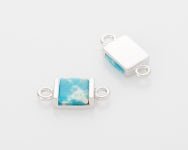 2 Pcs Sky Blue Marble Gemstone Connector, Sky Blue Marble Square Pendant Polished Rhodium Plated G0164 02-PRSB - Etsy