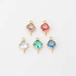 Shape Aqua Pink Violet Emerald Sapphire Glass Connector, Tiny Rectangle Bracelet Connector, Real 14K Gold Plated G0409-PG - Etsy