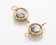 2PCS - Howlite Circle Ball Connector, White Marble Charm Polished Gold -plated [G0187-PGHW] - Etsy