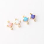 1PC Small Squared Opal Charm, Tiny CZ Teardrop Pendant, Rectangle Opal Charm, Dainty Dangle Charm, Real 14K Gold Plated G0261-PG... 