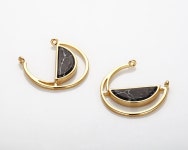 1PC - Unique Half Circle Black Marble Pendant, Black Marble Charm, 14K Polished Gold -plated [G0195-PGBM] - Etsy