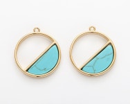 1PC - Half Circle Turquoise Pendant, Turquoise Marble Charm Polished Gold -plated [G0194-PGTQ] - Etsy
