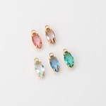 2PCS Oval Aqua Pink Violet Emerald Sapphire Glass Dangle Charm, Mini Drop Glass Pendant, Real 14K Gold Plated G0424-PG - Etsy