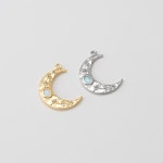 2PCS Moon Cubic With Opal Pendant, Moon Opal Dangle Charms, Making Necklace Supplies, Real 14K Gold & Rhodium Plated G0299 - Etsy