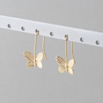 2PCS Butterfly Hook Earring, Mini Butterfly Hook Dangle Earrings, Lovely Jewelry, Real 14K Gold Plated H0109-PG - Etsy