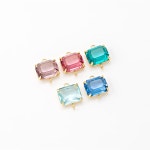 Shape Aqua Pink Violet Emerald Sapphire Glass Connector, Square Glass Bracelet Connector, Real 14K Gold Plated G0406-PG - Etsy