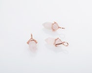 2PCS - Rose Quartz Gemstone Pointed Pendant (small), Charm Polished Rose Gold -plated [G0114-PRGRQ] - Etsy