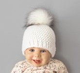 White Pom Pom Hat Matching Family Hats Crochet Beanie Fur - Etsy
