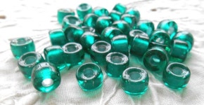 25 9mm Czech Teal, Blue Green Silver Lined Glass Pony Roller Beads, Large Hole Crow Beads, C0087 - Etsy