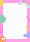 벡터 eps 유토이미지 | 어린이집 유치원 가정통신문 공지사항 키즈노트 배경 A4용지 세로 버스 봄 꽃 나무 잔디 파티플래그 가랜드 손그림... 