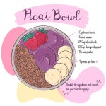 아카이 그릇 레시피 | 프리미엄 벡터 Premium Vector | Acai bowl recipe | 레시피, 디저트
